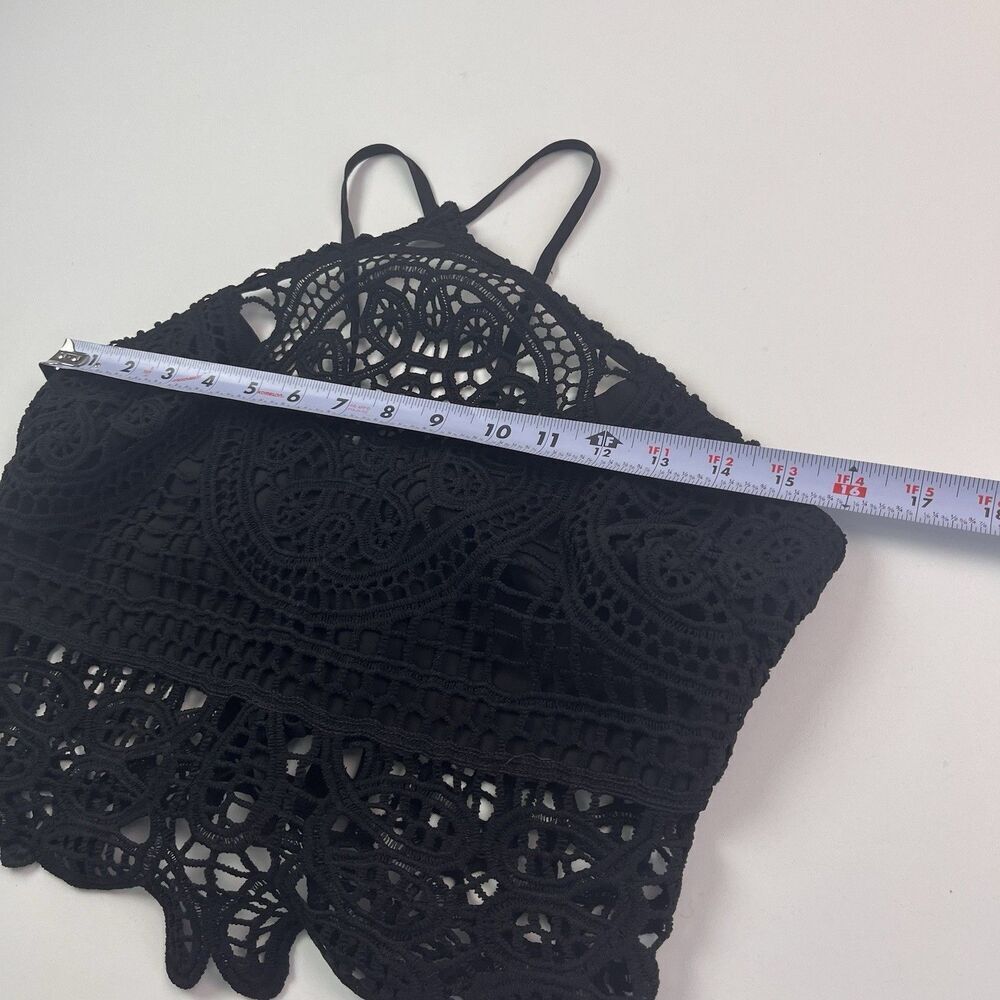 Y2K Crochet corset Crop Top Black Lace-Up Back S Goth Whimsigoth renaissance - Picture 6 of 9